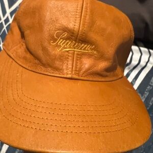 SUPREME authentic genuine leather Syzrmu Brown Leather Cap